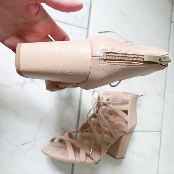 Franco SARTO Womens Lace Up Taupe Suede Heeled Dress Sandals Size 9.5 - Picture 4 of 12